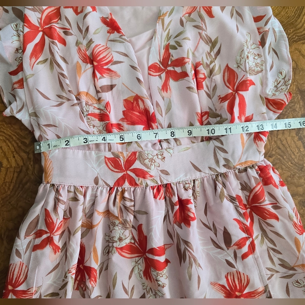 Pink Lily White Maxi Dress with Red Floral Print - Picture 10 of 11